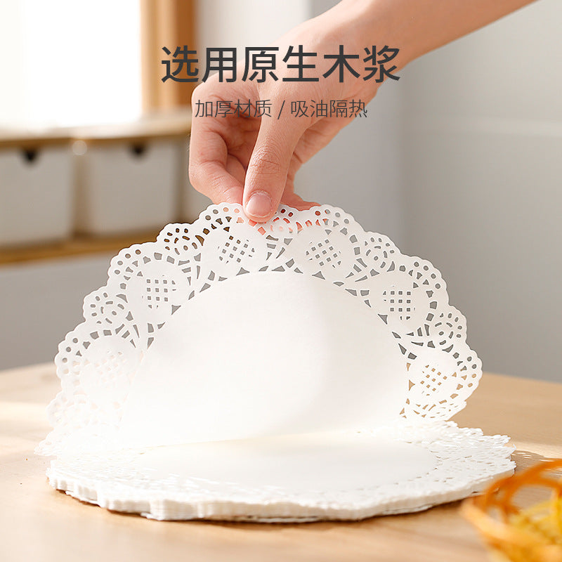 FaSoLa-Lace-Oil-Absorbing-Paper-for-Fried-Foods---White,-Round,-24cm-Diameter,-50-Pieces-1