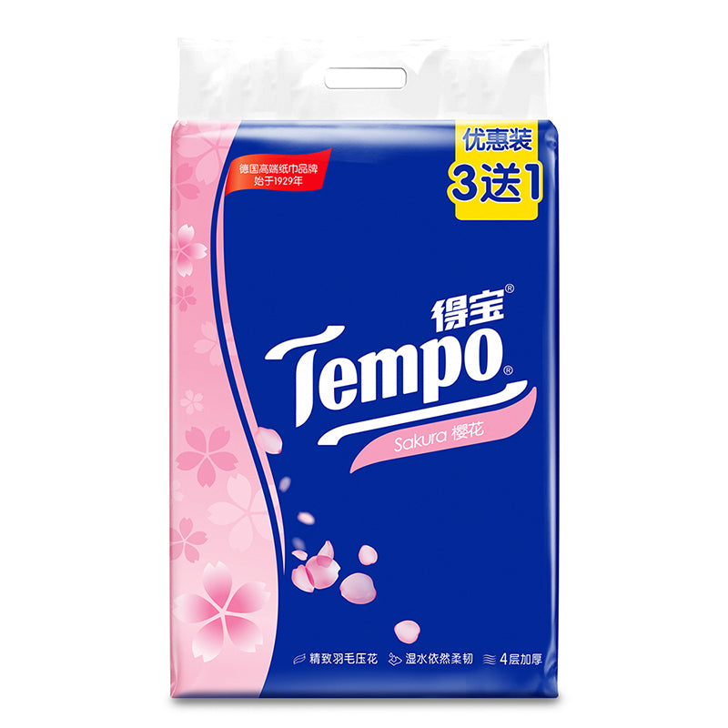 Tempo-Soft-Draw-Cherry-Blossom-Scented-Tissues,-90-Sheets-per-Pack,-4-Packs-Included-1