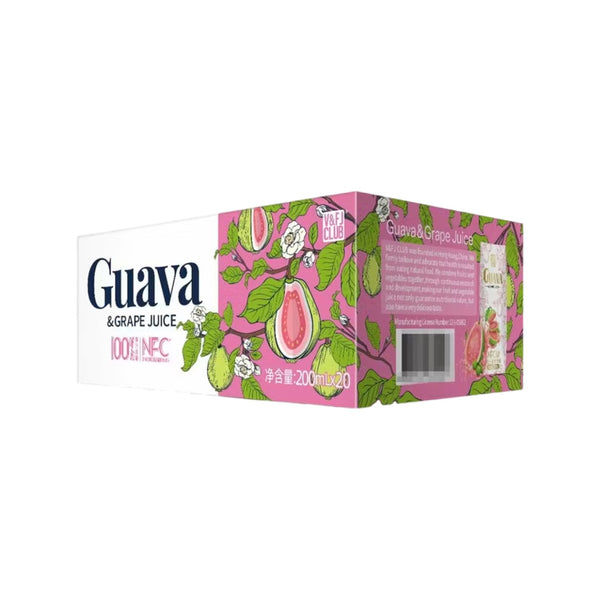 V&FJ CLUB Pink Guava & Grape Juice 200ml x 20 - Limited Import