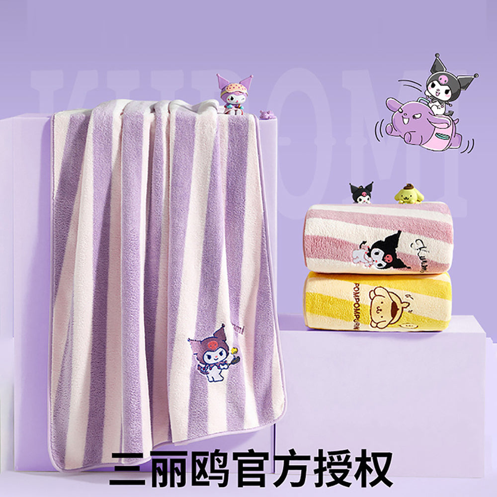 Sanli-x-Sanrio-Kuromi-Coral-Fleece-Bath-Towel-Purple-70x140cm-1