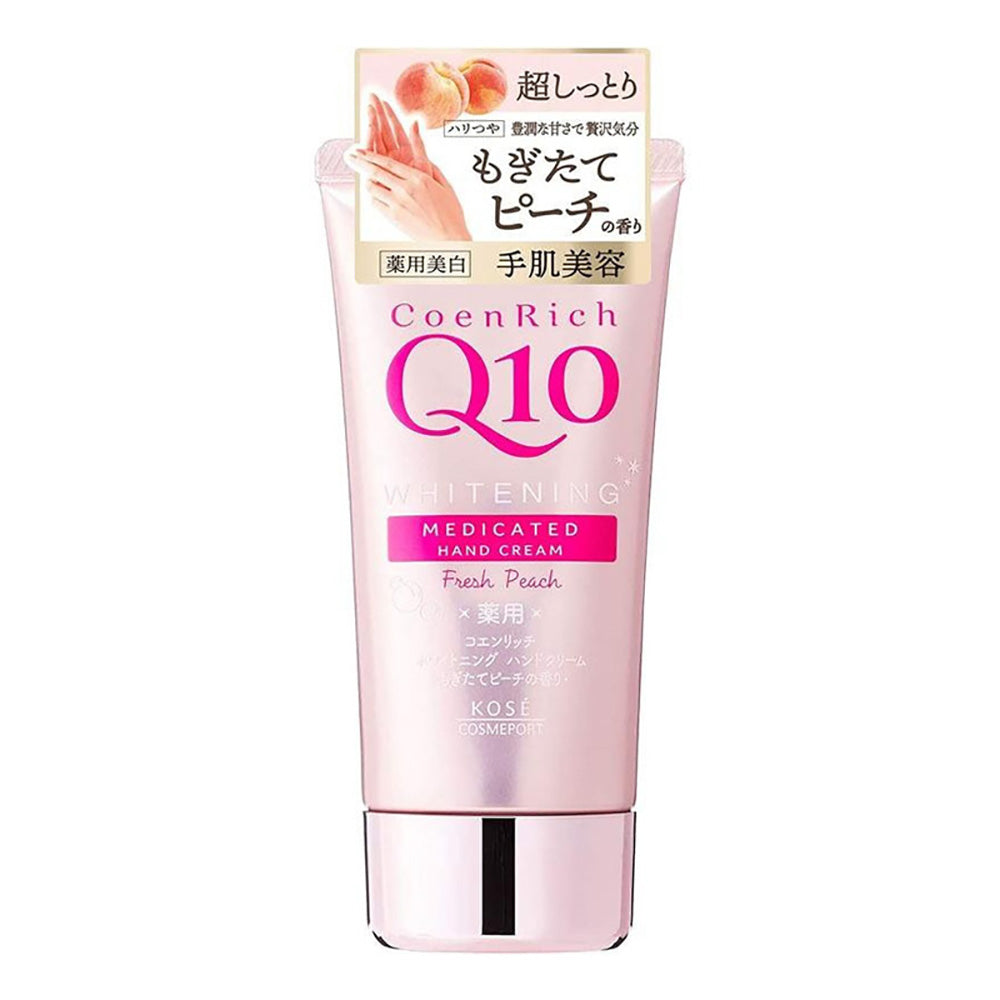 Kose-CoenRich-Q10-Whitening-Medicated-Hand-Cream---Fresh-Peach-Scent,-80g-1