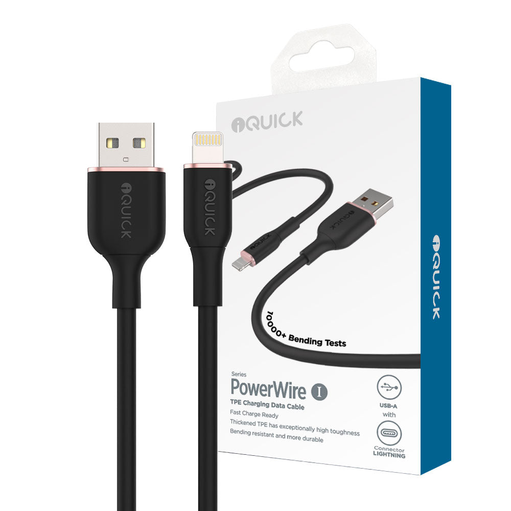 iQuick-Silicone-Charging-Data-Cable-USB-to-Lightning-3m-Black-1