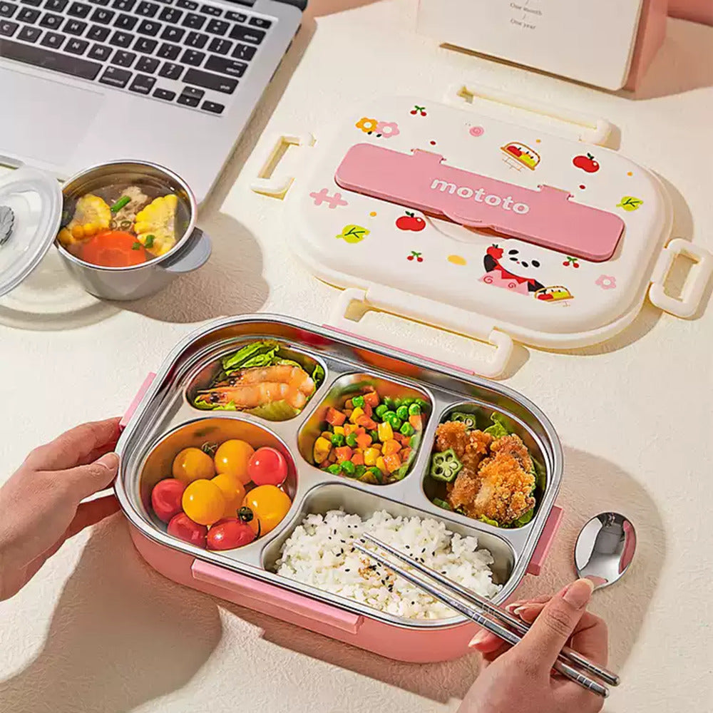 Modern-Housewife-1L-Insulated-316-Stainless-Steel-4-Compartment-Lunch-Box---Pink-with-Stainless-Steel-Chopsticks-&-Spoon-1