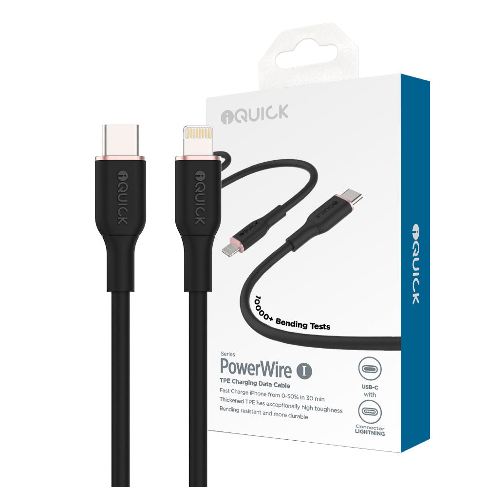 iQuick-Silicone-Charging-Data-Cable-Type-C-to-Lightning-1m-Black-1