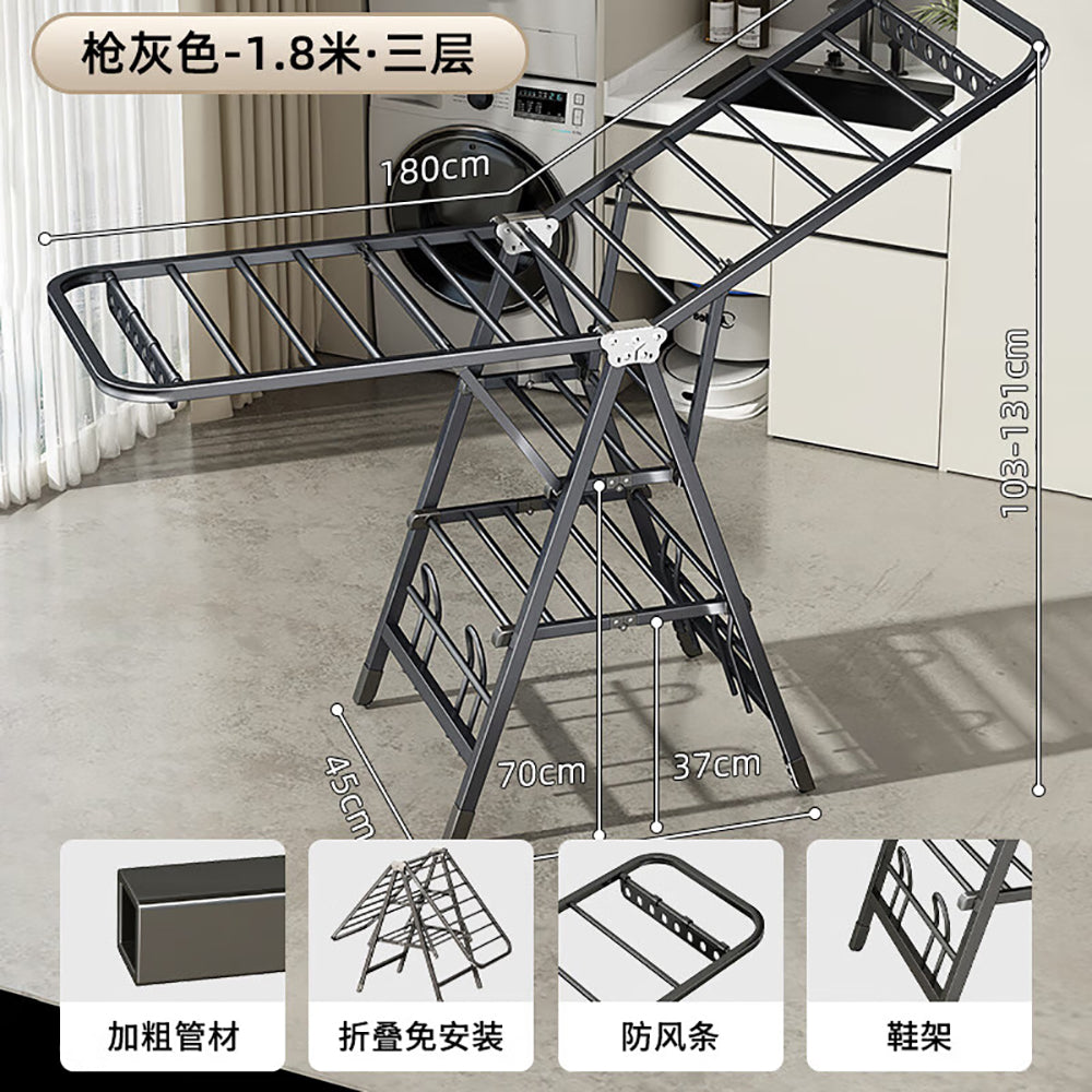 Youqin-Foldable-Clothes-Drying-Rack,-Gun-Grey,-1.8m,-Three-Tier-1