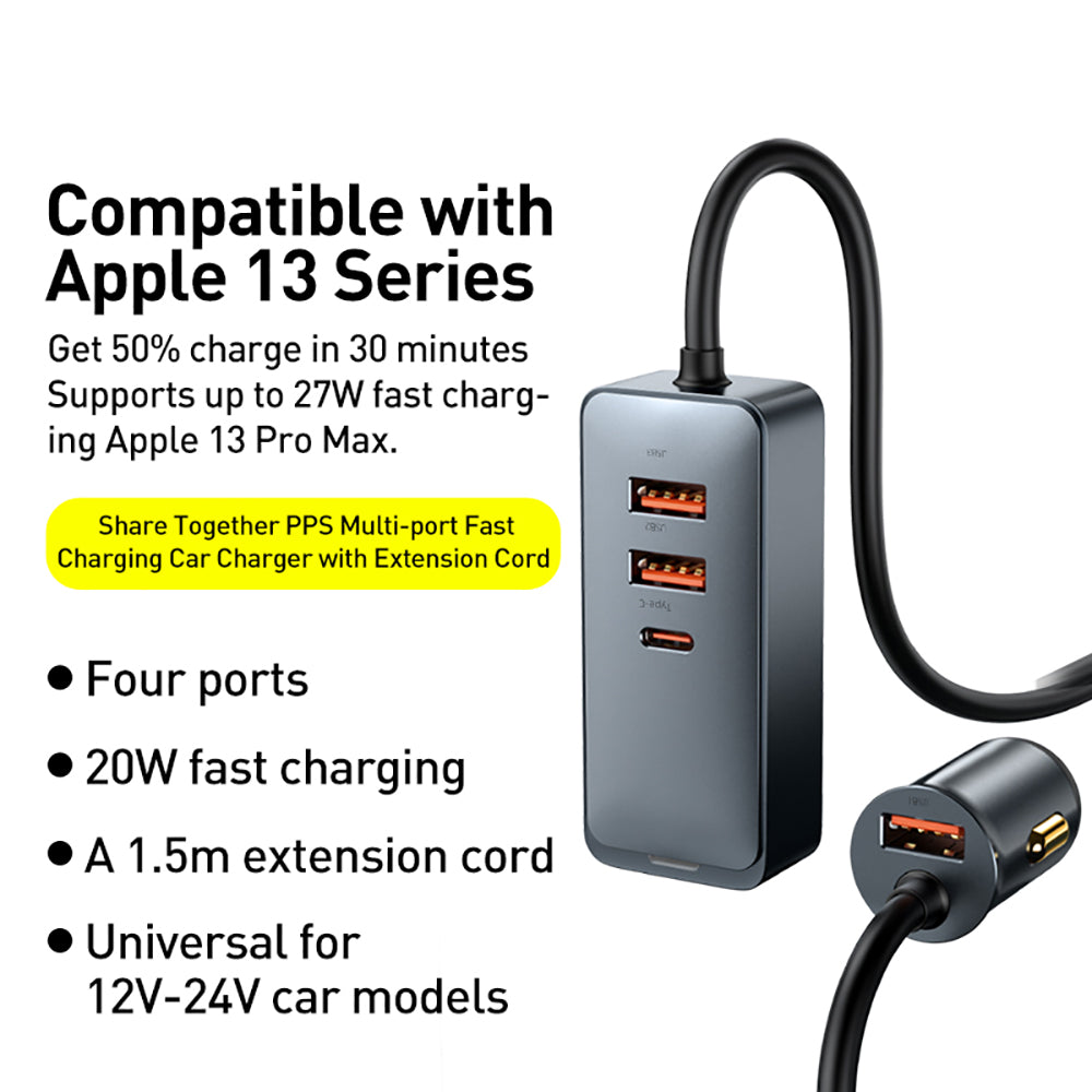 Baseus-PPS-Multi-port-Fast-Charging-Car-Charger-with-Extension-Cord---120W-1