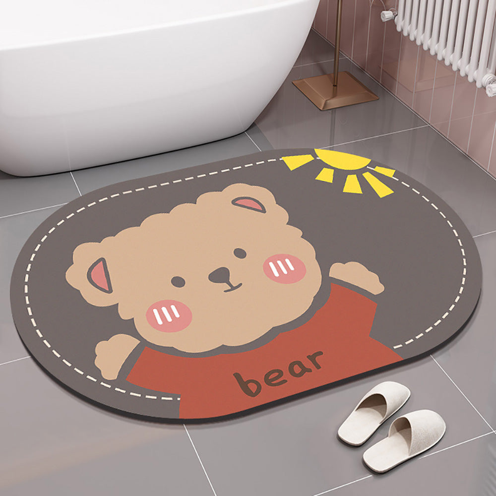 Non-Slip-Absorbent-Mat-with-Bear-Design---Oval-40cm-x-60cm-1