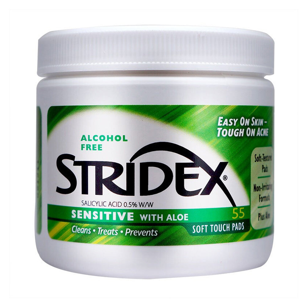 Stridex-0.5%-Salicylic-Acid-Acne-Clearing-Cotton-Pads,-Gentle-Green-Formula,-55-Pieces-1