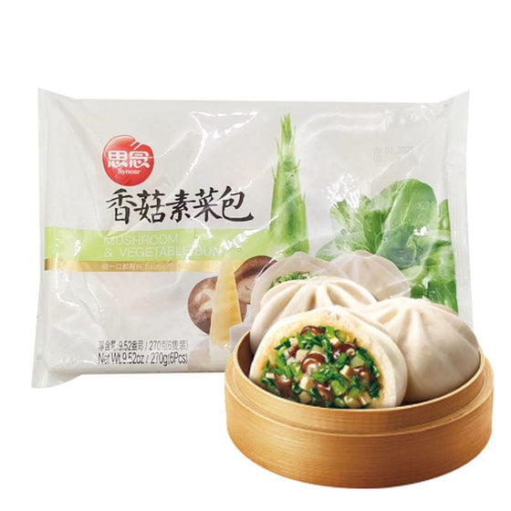 Synear Frozen Mushroom & Vegetable Buns - 6 Pieces, 270g