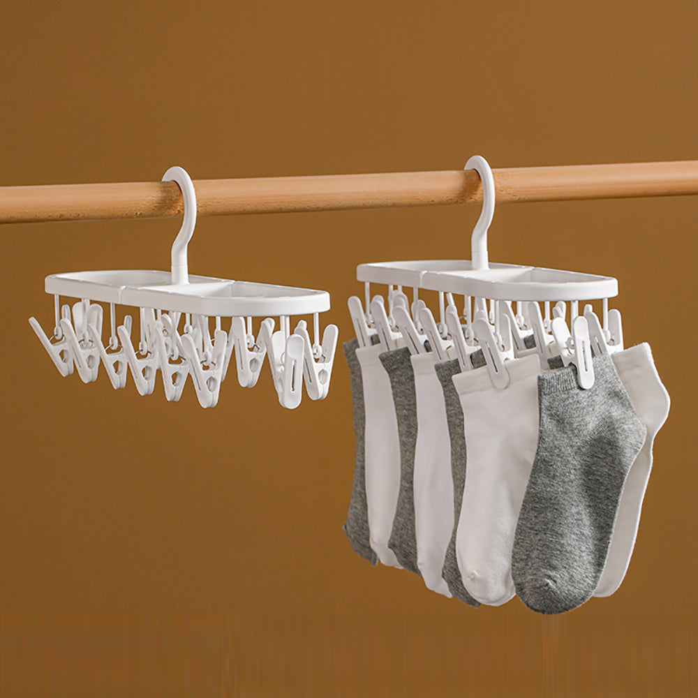 FaSoLa Foldable Drying Rack with 14 Clips - White