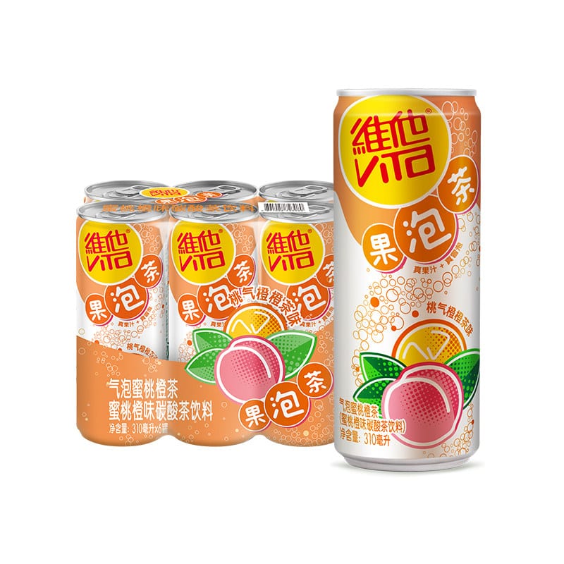 Vita-Fruit-Bubble-Tea-Carbonated-Beverage---Honey-Peach-Orange-Flavour-310ml*6-Bottles-[Discontinued]-1