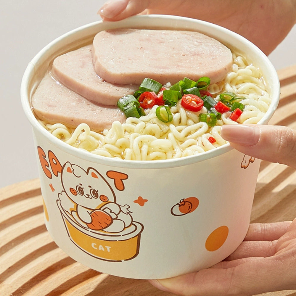 Cooker-King-Disposable-Paper-Bowls-560-ml-–-Cute-Cat-Print,-Pack-of-25-1