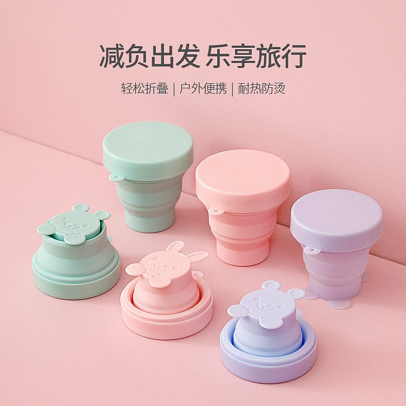 FaSoLa-Collapsible-Silicone-Cup---Cute-Bear-Design,-Mint-Green,-170ml-X2-1