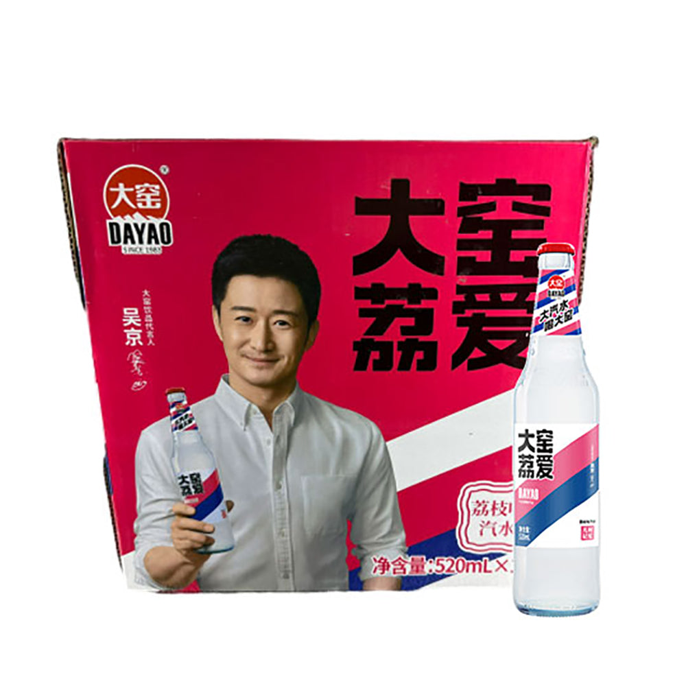 Dayao-Lychee-Flavored-Soda---520ml-Glass-Bottles,-Pack-of-12-1