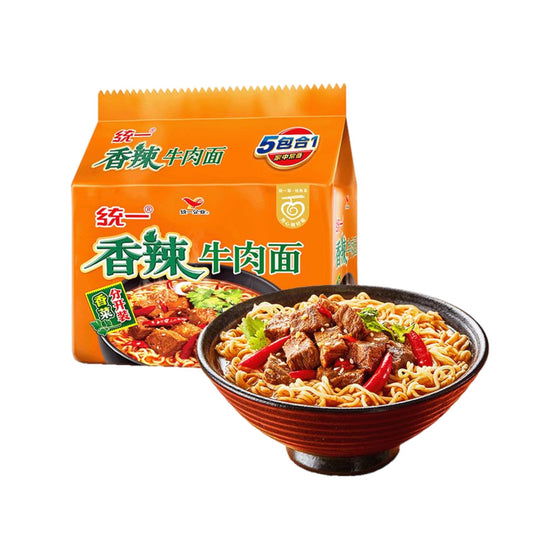 Uni-President Spicy Beef Instant Noodles - 97g x 5 Pack
