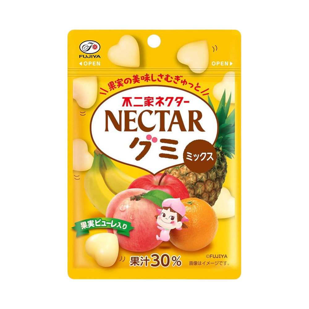 Fujiya-Nectar-Mixed-Fruit-Gummies-–-48g---Soft-Chewy-Heart-Shaped-Candy-with-30%-Real-Fruit-Juice-1