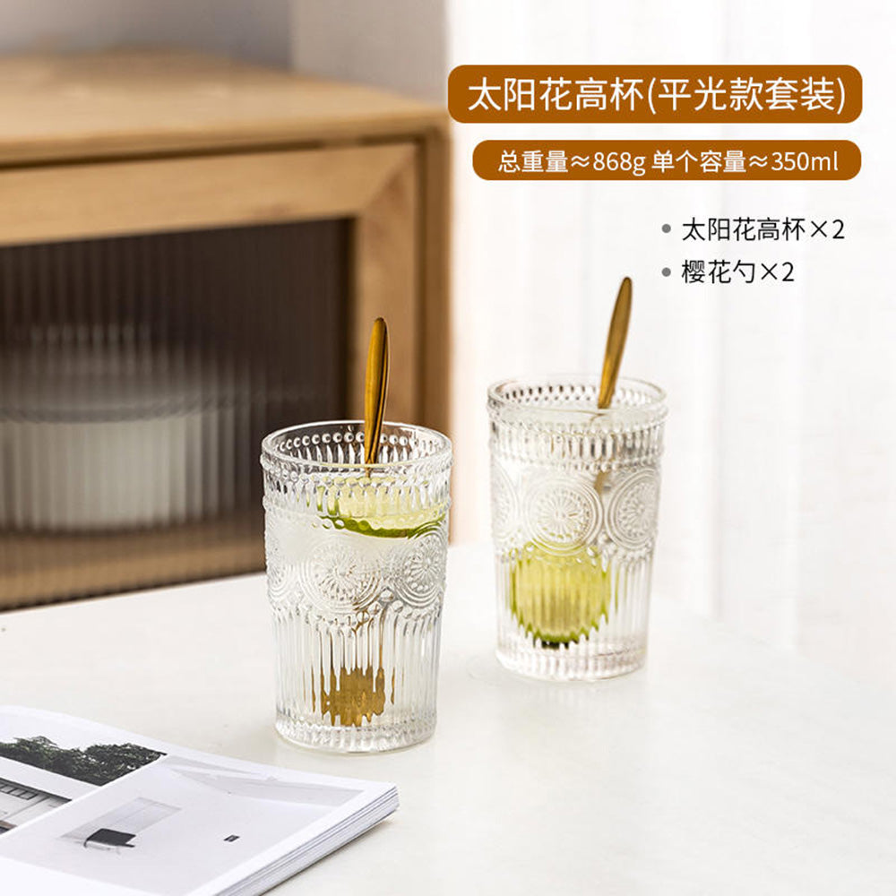 Modern-Housewife-Sunflower-Highball-Glasses-with-Sakura-Spoons---350ml,-Set-of-2-1