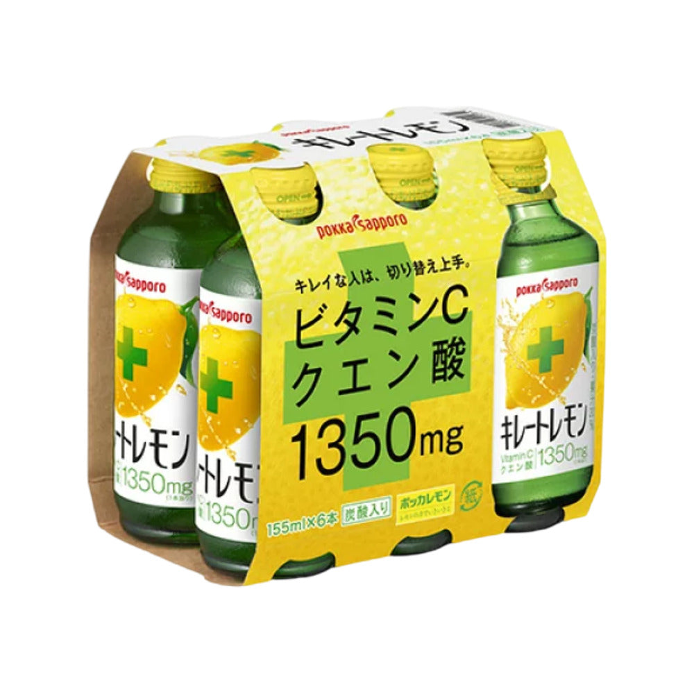 Pokka-Sapporo-Kireto-Lemon-Sparkling-Drink-–-155ml-x-6-Bottles,-1350-mg-Vitamin-C-Boost-1