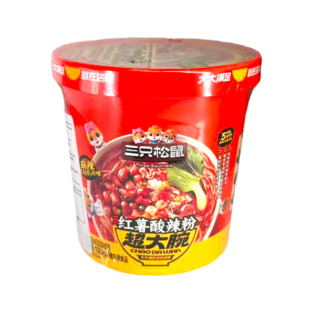 Three-Squirrels-Chao-Da-Wan-Spicy-&-Sour-Sweet-Potato-Vermicelli-Cup-130g---Suan-La-Fen-Instant-Rice-Noodles-1