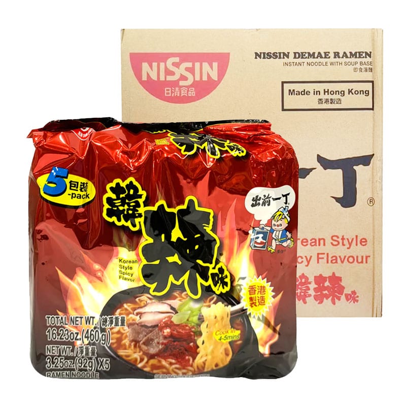 Nissin-Demae-Ramen-Korean-Style-Spicy-Flavor---92g-x-5-Packs-x-6-Sets/Box-1