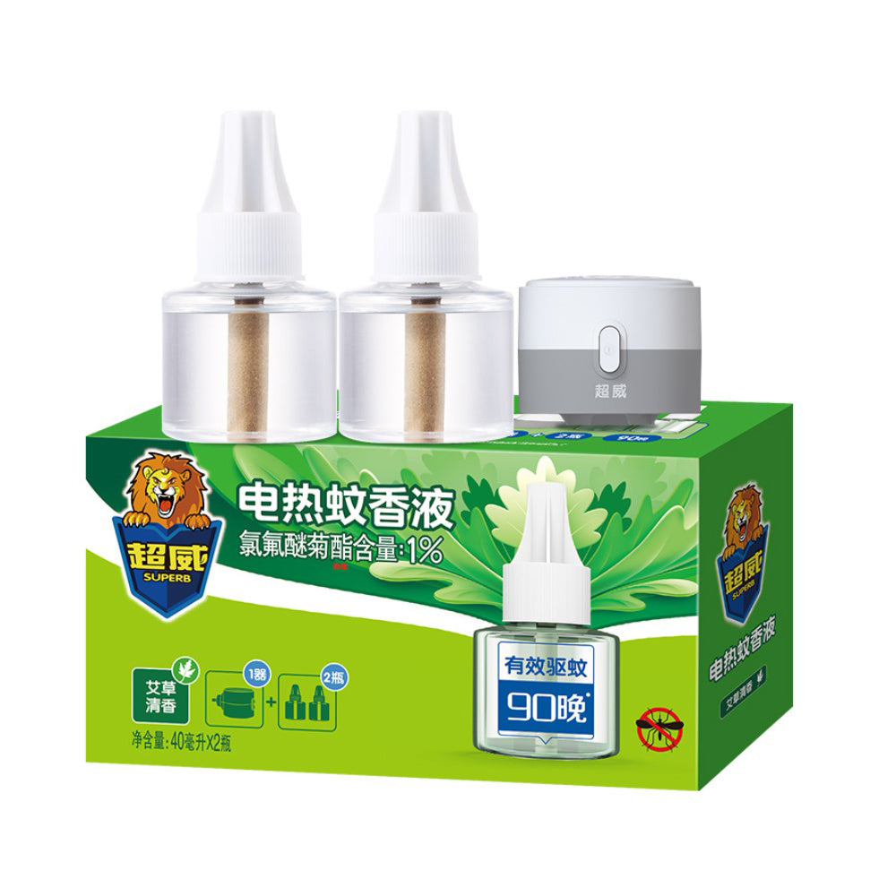 Superb-Electric-Mosquito-Repellent-Liquid-Mugwort-Scent-40ml-x-2-Bottles-+-1-Heater-1