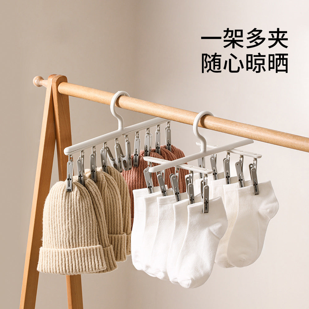 Fasola-Multi-Functional-Rotating-Sock-Hanger---Gray-and-White,-10-Clips-1