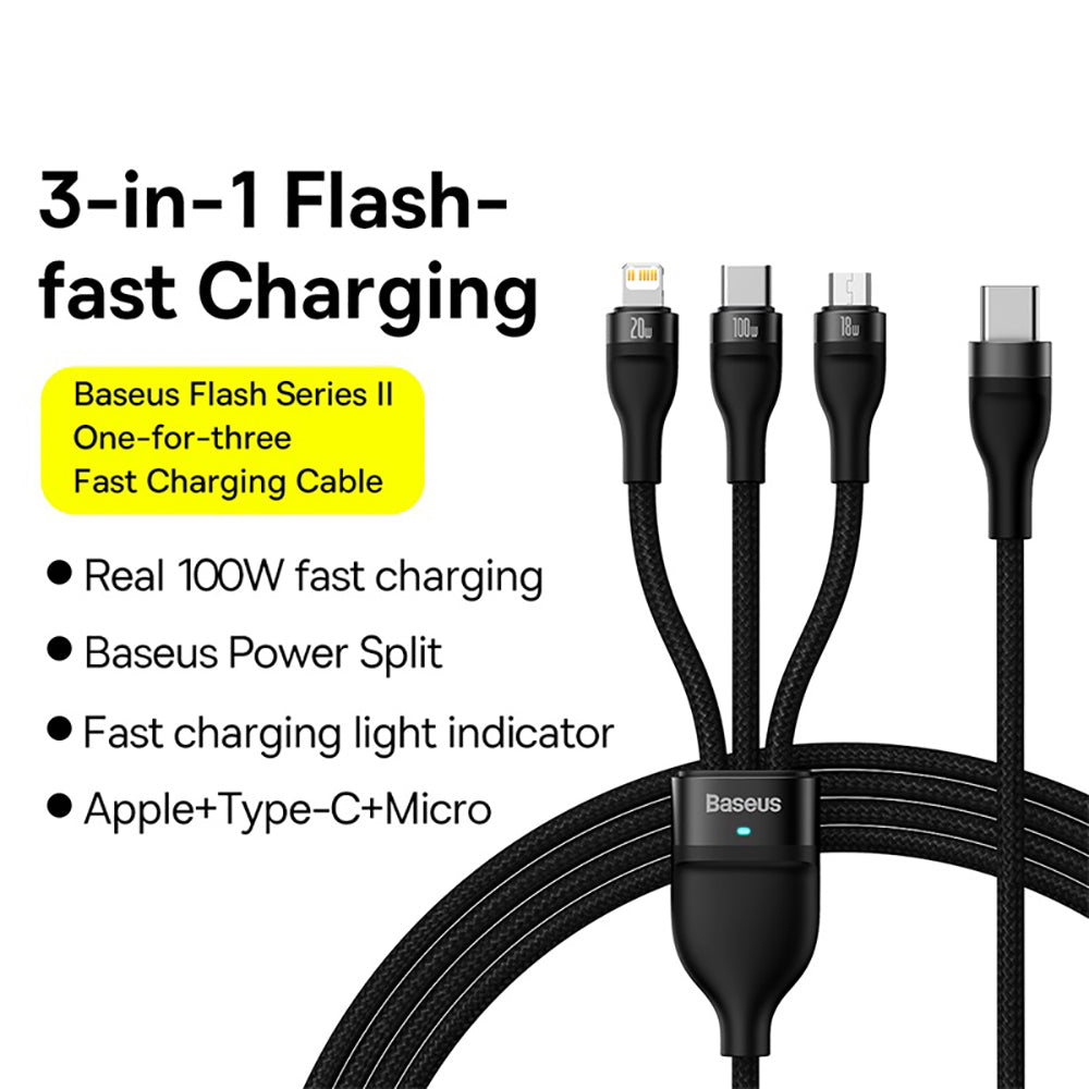 Baseus-Flash-Series-II-3-in-1-Fast-Charging-Cable-Type-C-to-M+L+C-100W-1.5m-Black-1