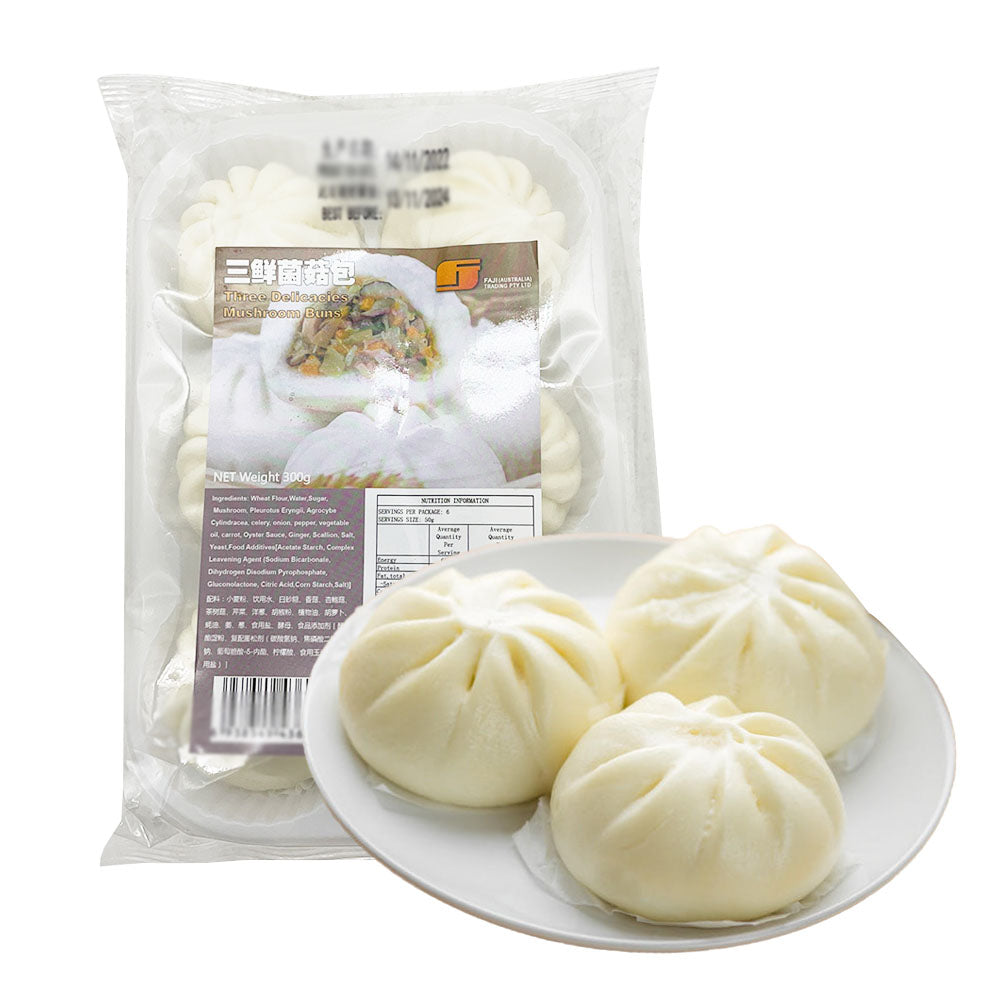 Faji-Frozen-Three-Delicacies-Mushroom-Buns---6-Pieces,-300g-1