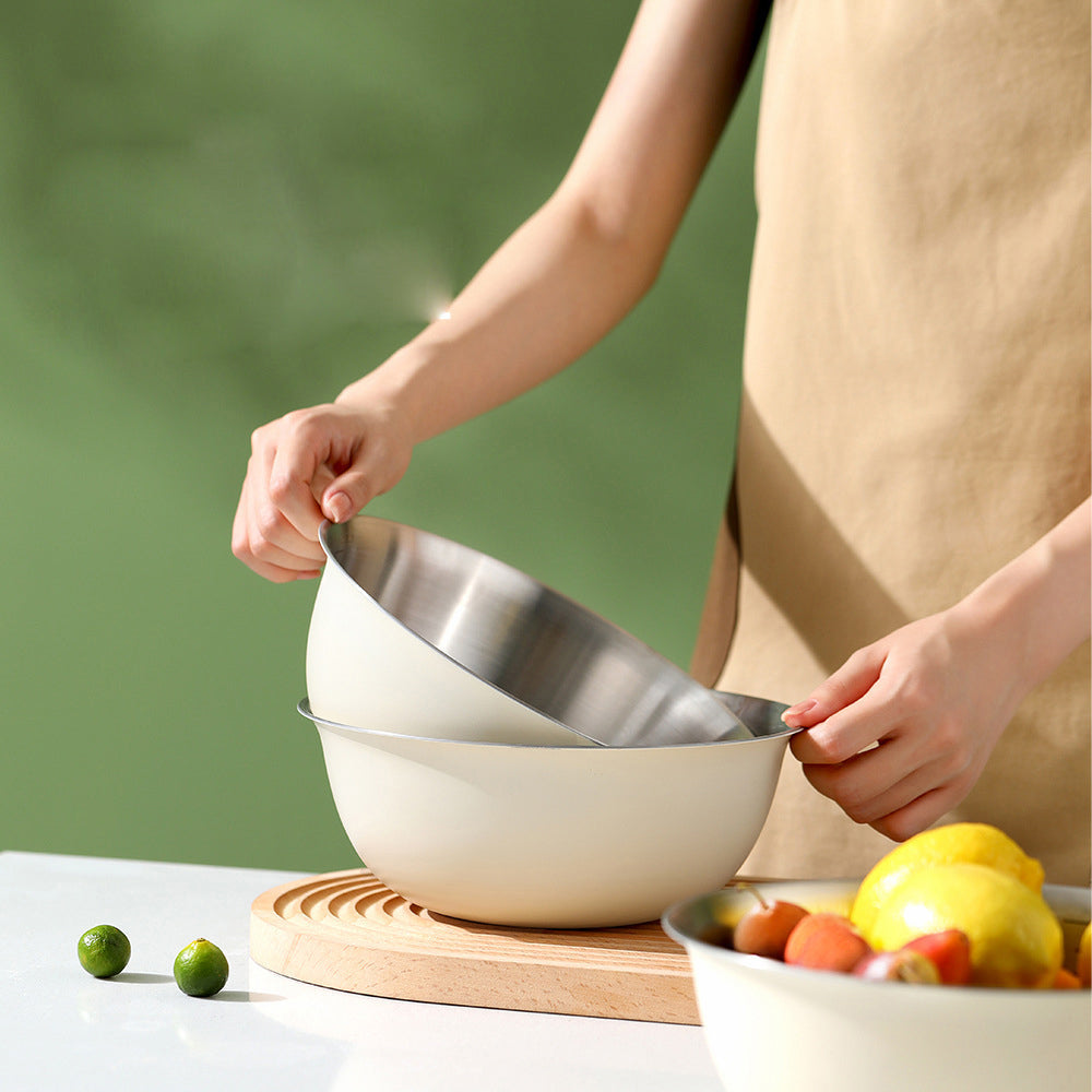 FaSoLa Stainless Steel Mixing Bowl - Milk White