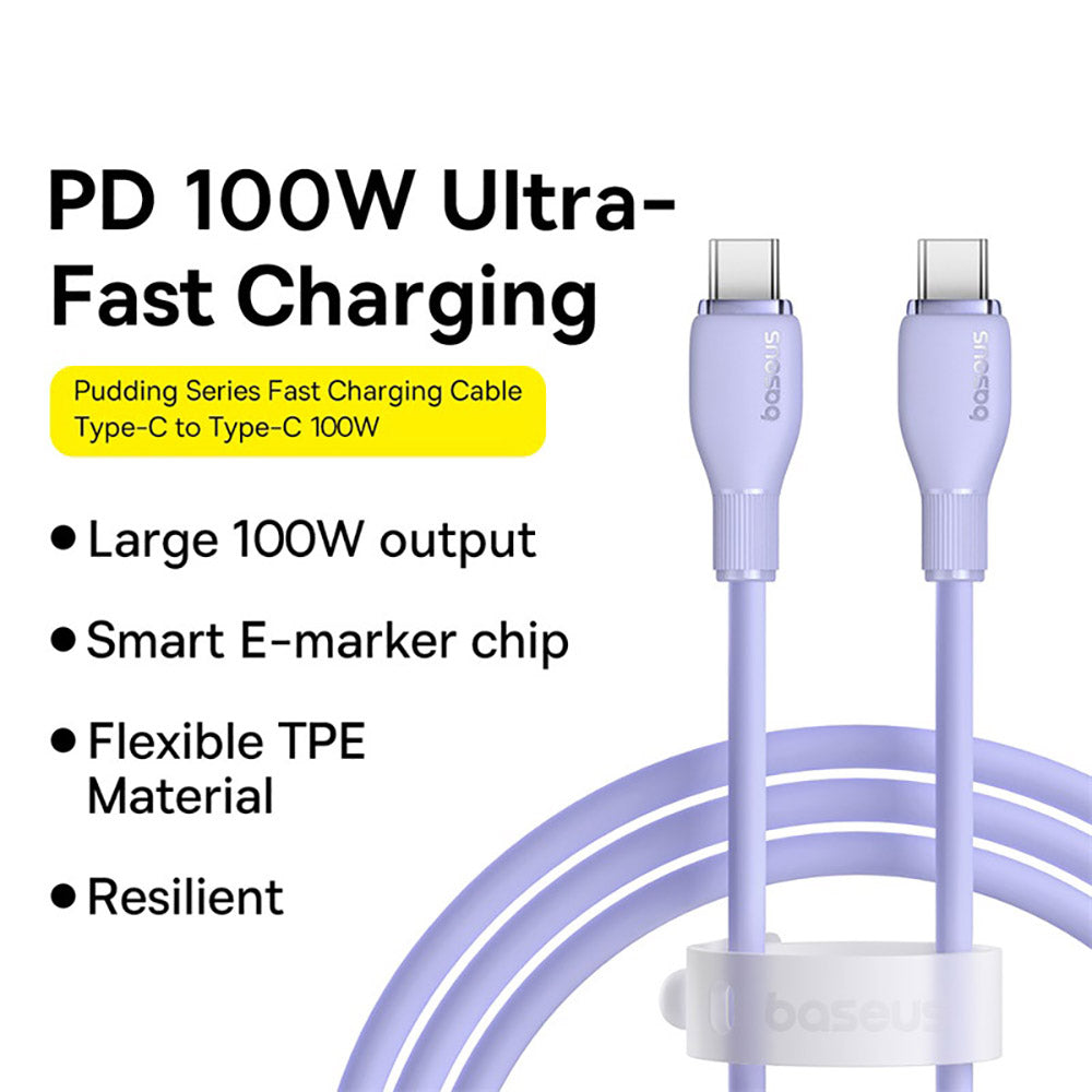 Baseus-Pudding-Series-Fast-Charging-Cable-Type-C-to-Type-C-100W-1.2m---Nebula-Purple-1