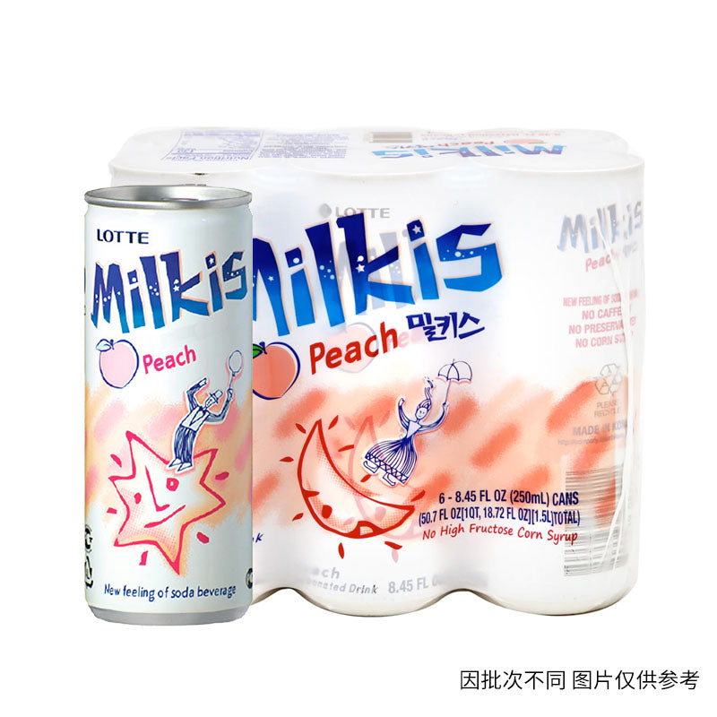 [Full-Case]-Lotte-Milkis-Peach-Flavoured-Milk-Soda---6-Cans-*-250ml-1