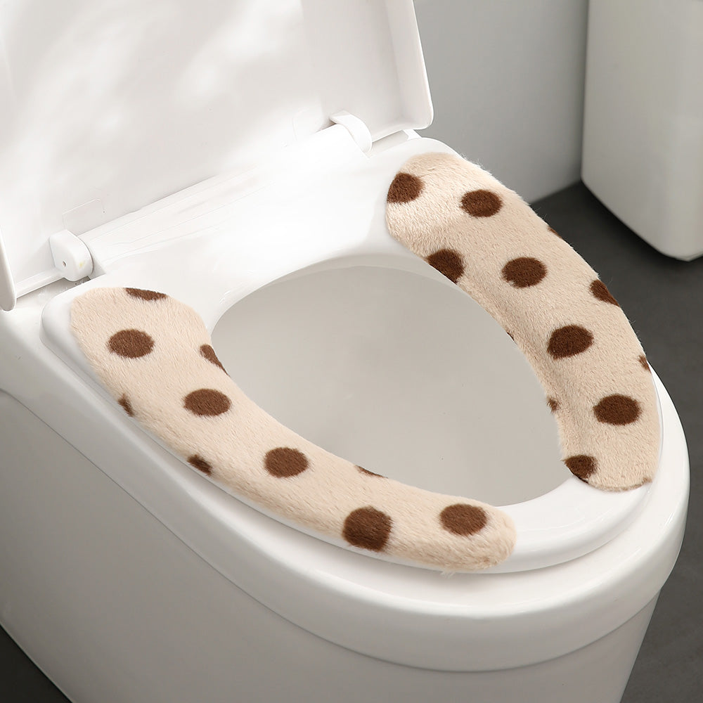 Fasola-Polka-Dot-Rabbit-Fur-Toilet-Seat-Cover---Khaki,-1-Pair-1