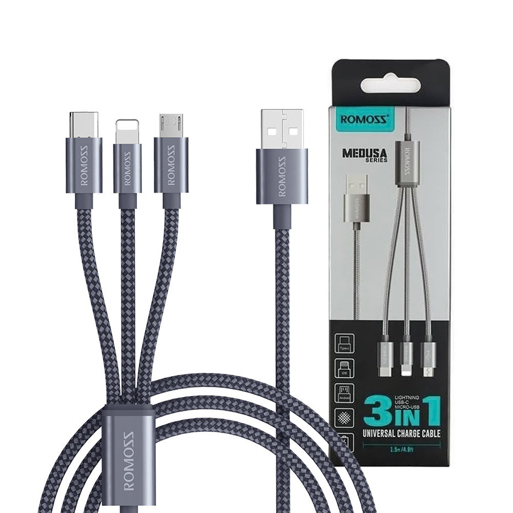 ROMOSS-3-in-1-Charging-Cable-1m-with-Micro-USB,-USB-C,-Lightning-1