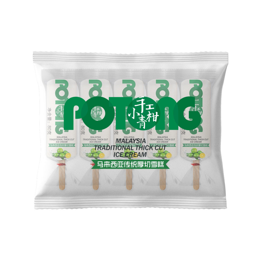 POTONG-Malaysian-Traditional-Thick-Cut-Ice-Cream-Bars---Green-Mandarin---5-Sticks,-400g---Ais-Potong-1