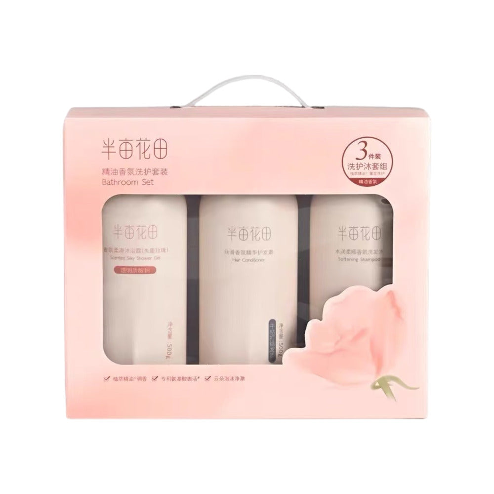Half-Acre-Flower-Field-Essential-Oil-Scented-Bath-&-Hair-Care-Set-–-Shampoo,-Conditioner-&-Shower-Gel,-500-g-x-3-1