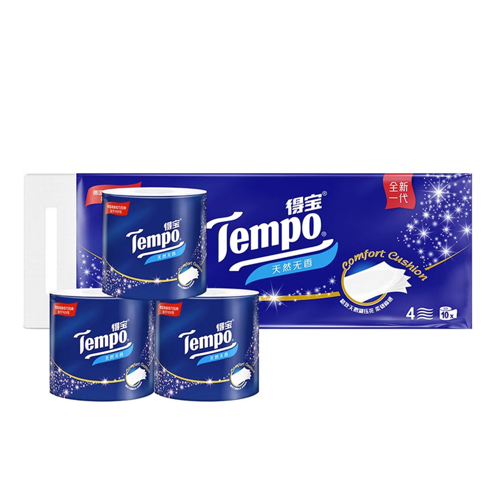 Tempo-Classic-Natural-Unscented-Core-Roll-Toilet-Paper,-4-Ply,-10-Rolls-1