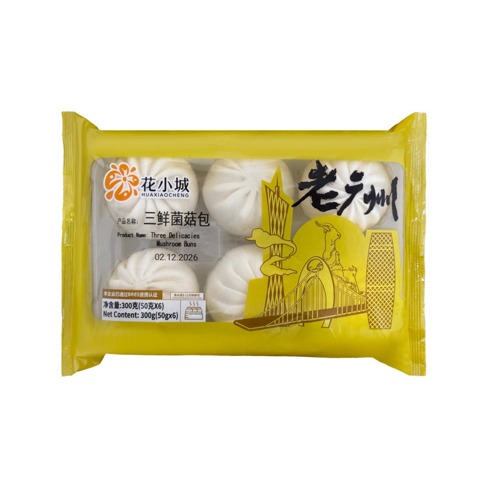 Hua-Xiaocheng-Three-Delicacies-Mushroom-Buns-300g-(6-Pieces,-Frozen)---Steamed-Baozi-1