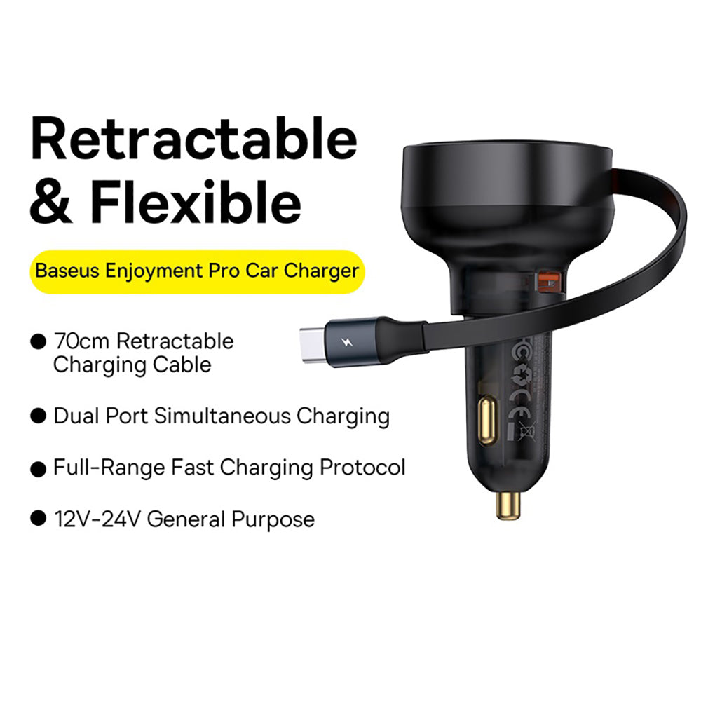 Baseus-Enjoyment-Pro-Car-Charger-with-U+Type-C-Retractable-Cable-60W---Starry-Black-1