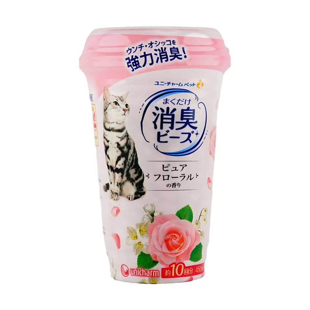 Unicharm-Cat-Litter-Deodorizing-Beads---Floral-Scent,-450ml-1