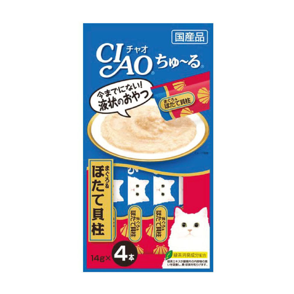 CIAO-Churu-Tuna-with-Scallop-Cat-Treats---4-Sticks,-56g-1