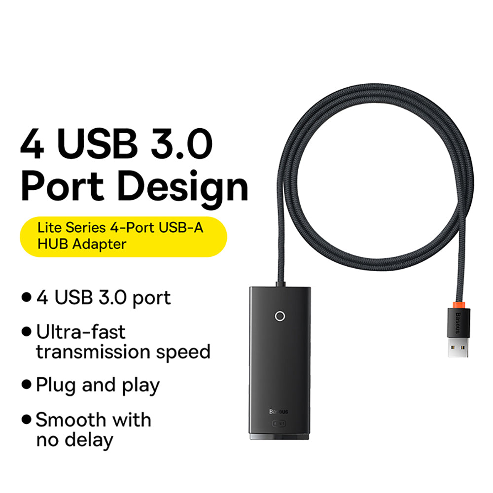 Baseus-Lite-Series-USB-A-to-USB-3.0-4-Port-HUB-1m---Black-1