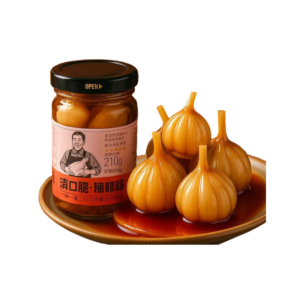 Haosuan-Dao-Sweet-&-Sour-Pickled-Garlic-–-Crunchy-&-Refreshing-210g---Chinese-Sugar-Vinegar-Pickled-Garlic-1