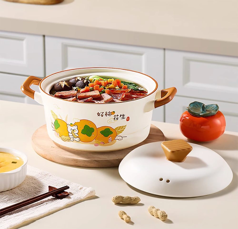 Chui-Da-Huang-Ceramic-Casserole-Pot-with-Persimmon-and-Peanut-Design---4.2L-1