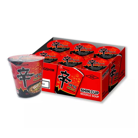 Nongshim Shin Cup Spicy Noodle Soup 68g x 6 Cups - Korean Instant Ramen
