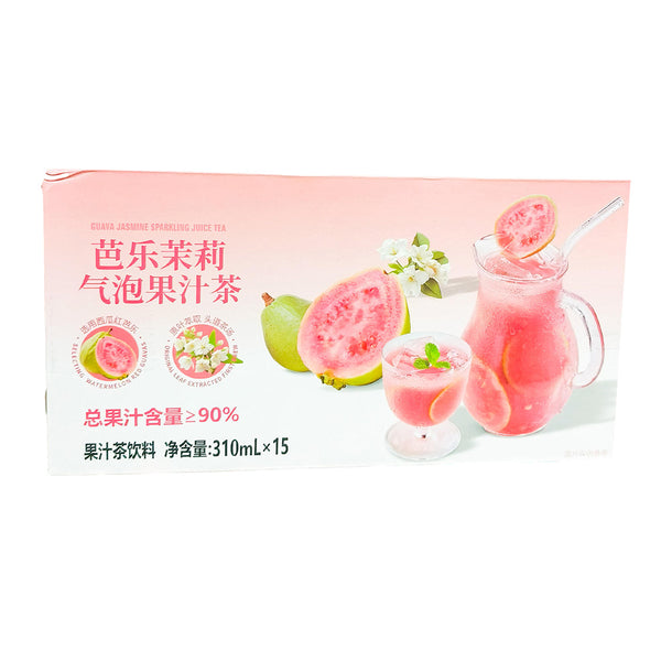 Drinksba Guava Jasmine Sparkling Juice Tea 310 mL x 15 Bottles - Carbonated Fruit Tea - Limited Import