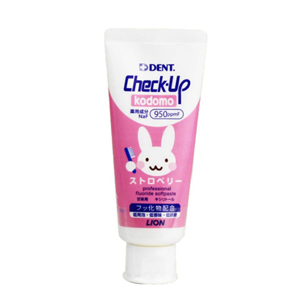 Lion-CHECK-UP-Kids-Anti-Cavity-Toothpaste,-Strawberry-Flavour,-Pink-Bunny-Design,-60g-1