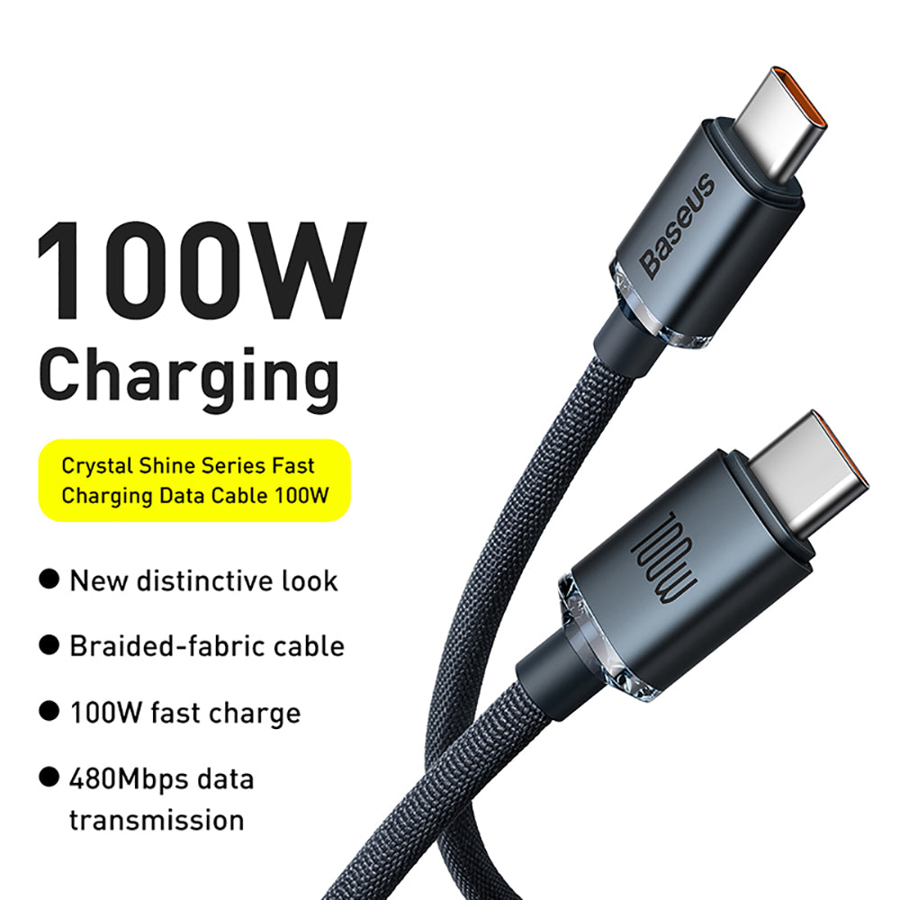 Baseus-Crystal-Shine-Series-Type-C-to-Type-C-Fast-Charging-Cable-100W-2m---Black-1