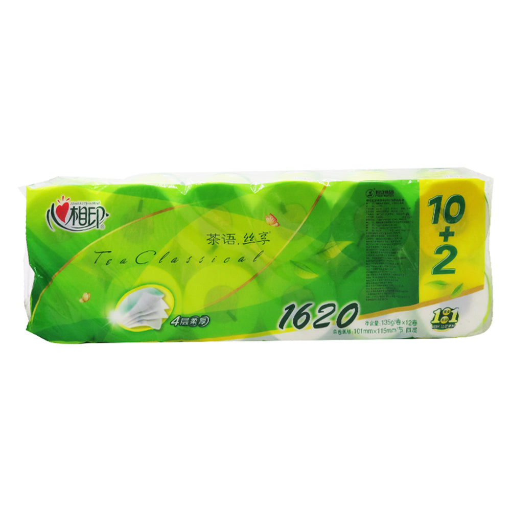 Hearttex Tea Language Silk Enjoy 4-Ply Roll Paper 135g*12 Rolls