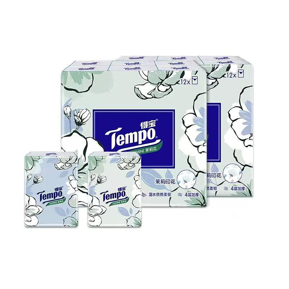 Tempo-Mini-Handkerchief-Tissues-with-Jasmine-Scent---7-Sheets-per-Pack,-12-Packs-Included-1