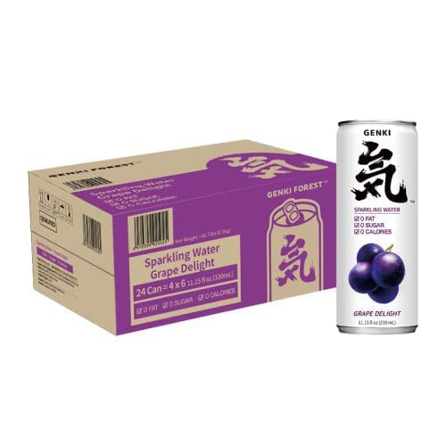 Genki-Forest-Grape-Flavor-Sparkling-Water---330ml-Cans,-Pack-of-24-1